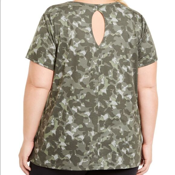 Ideology Plus Size Printed Keyhole Camo Top - Picture 2 of 5